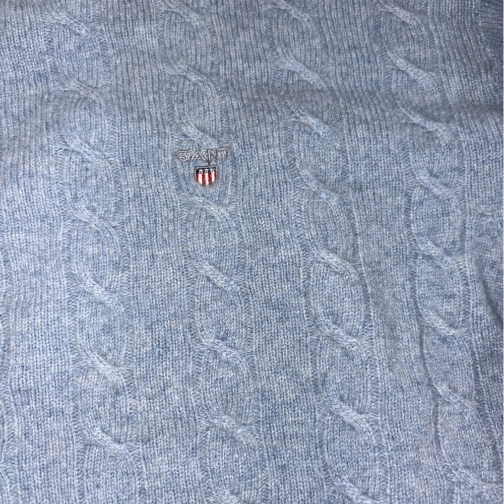 Gant Men’s Blue Cable Knit Pullover Sweater 100% Wool Size XL - Picture 3 of 4